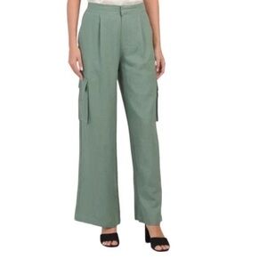 7 For All Mankind Green Linen Cargo Pants